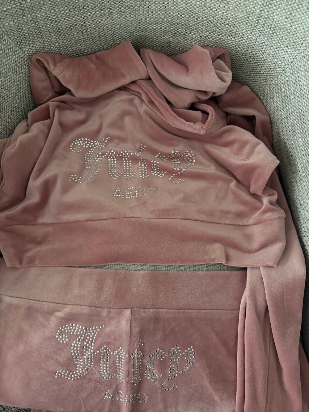 Women Juicy Couture/Areopostale SET Pink Rhinestone Tracksuit Bottoms
